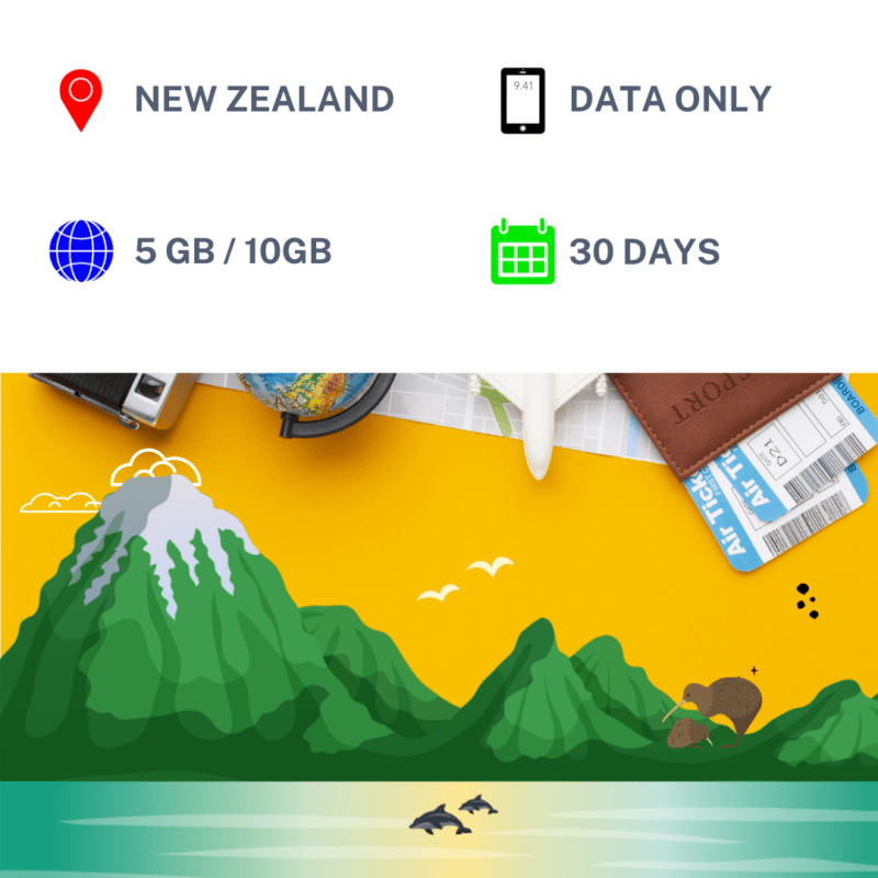 New Zealand SIM Card 5GB / 10GB Data Only 30 Days TravelKon