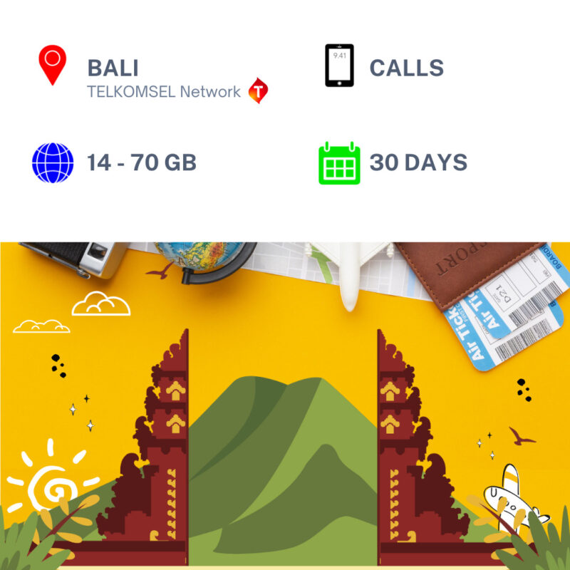 Telkomsel Bali SIM Card 14 70GB 30 Days TravelKon