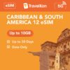 Caribbean & South America 12 eSIM 10GB 30 Days
