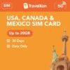 usa canada mexico sim card 20GB