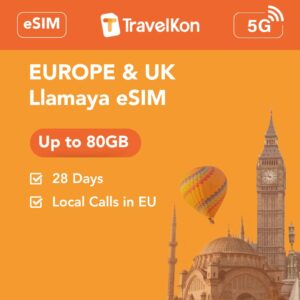 Europe & UK 80GB 28 Days eSIM Llamaya