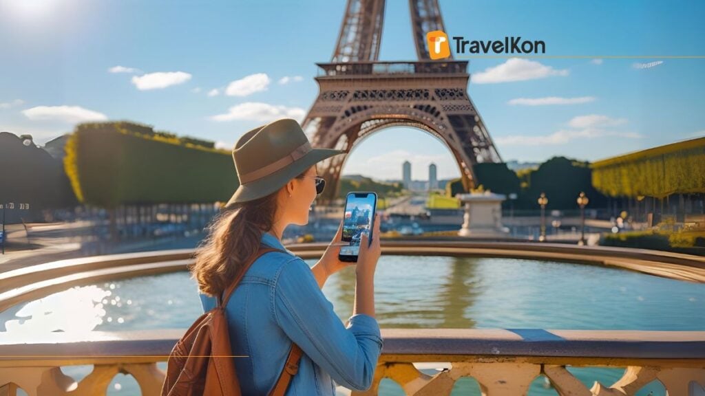 image of someone holding a smartphone, going to buy esim france