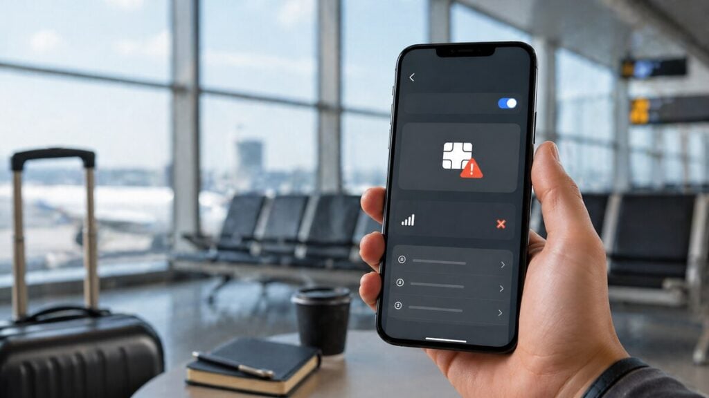 smartphone showing esim error