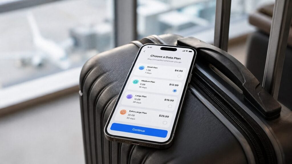 smartphone showing esim data plans how esims work