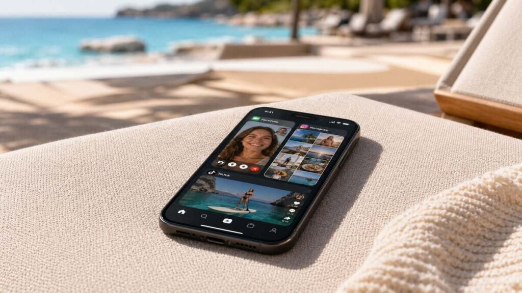 smartphone with facetime tiktok and instagram open
