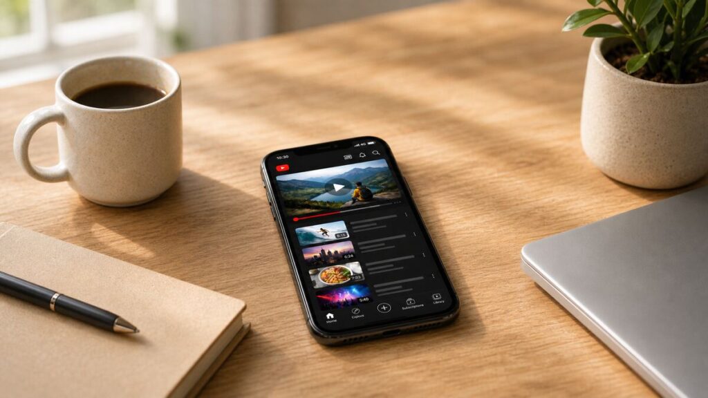 smartphone with a youtube video running