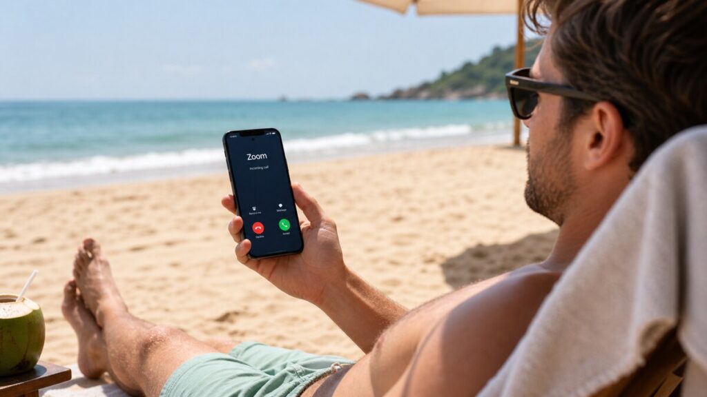 someone holding a samartphone with an incoming zoom call