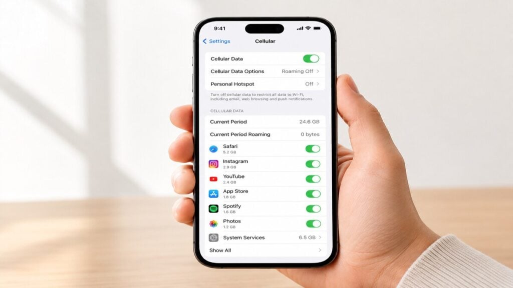 how to check data usage on iphone
