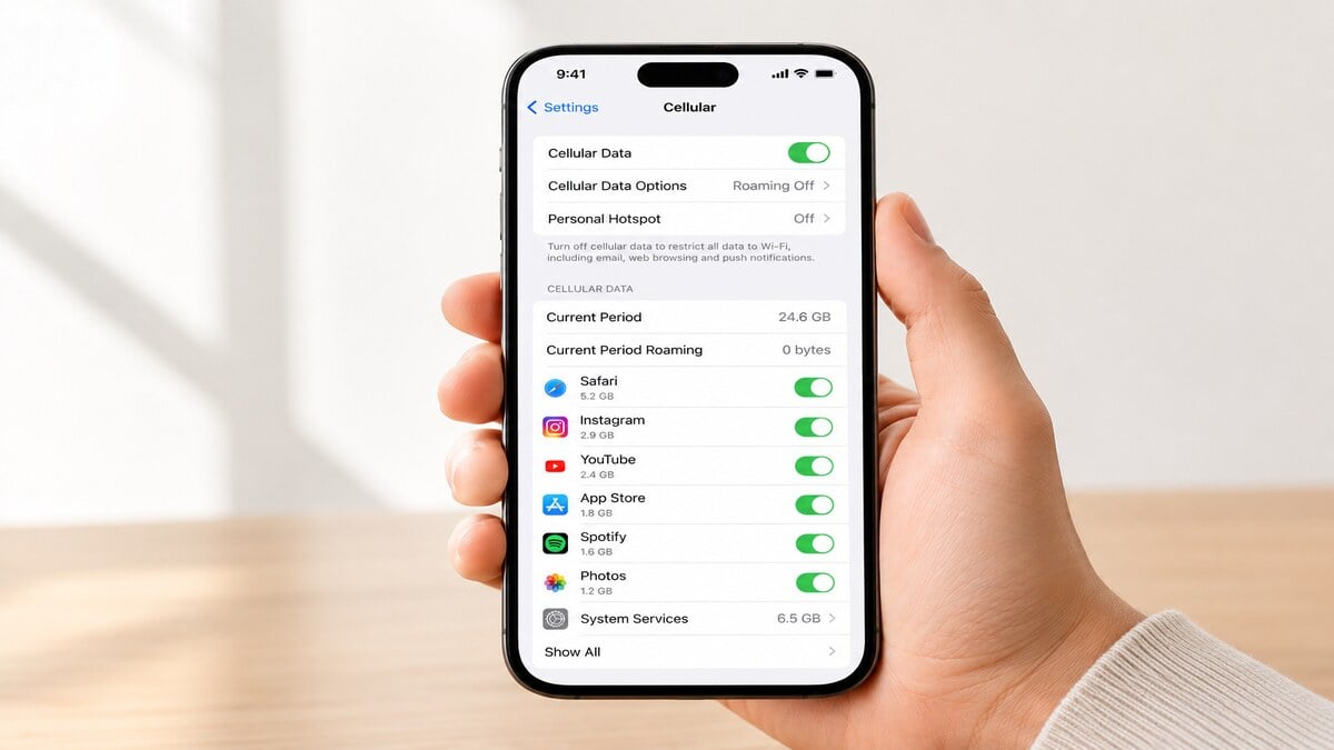 how to check data usage on iphone