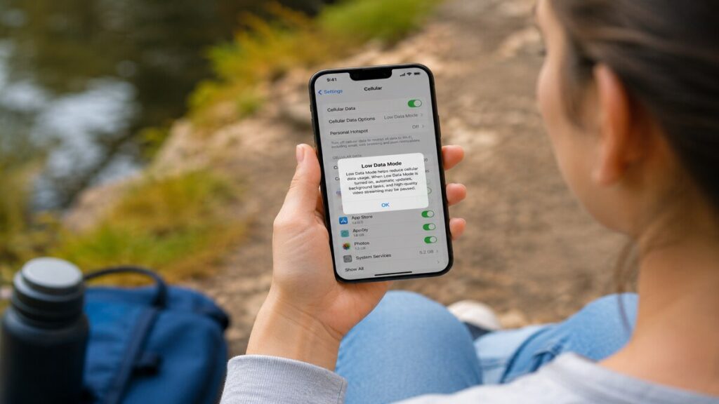 someone holding an iphone data usage