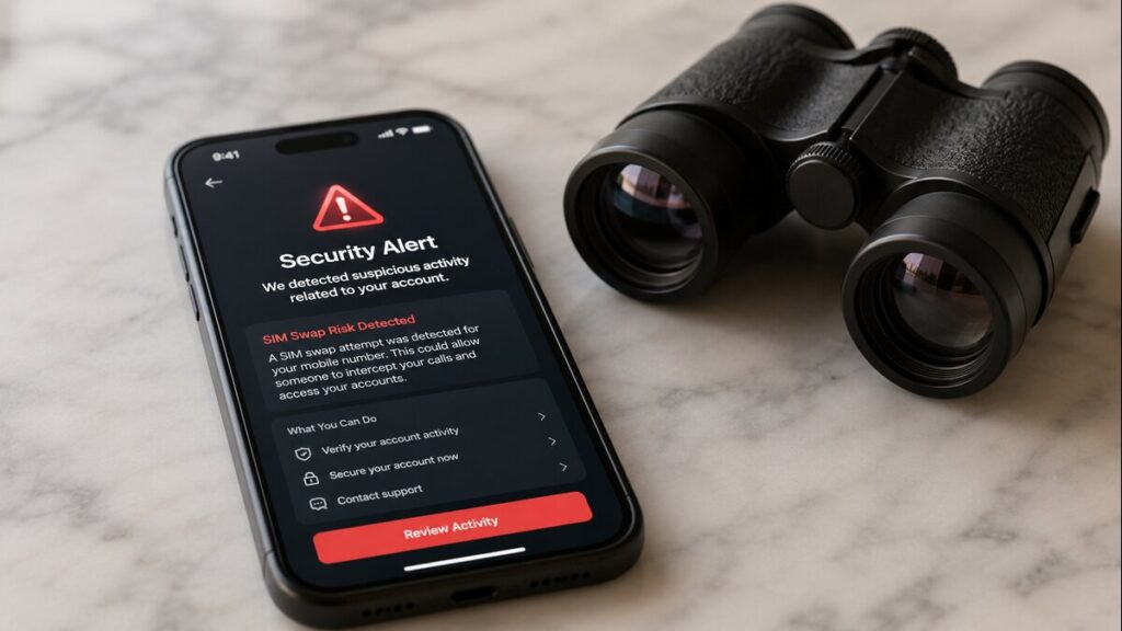 smartphone on a table sim swap fraud