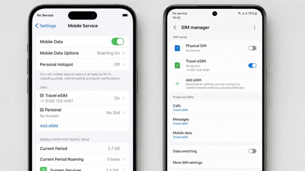 fix no service esim