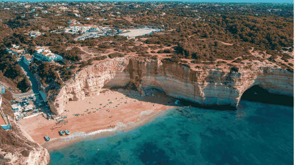portugal cliff over benagil beach