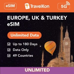 Europe, UK & Turkey eSIM Unlimited 49 Countries